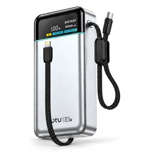 Power Bank 30000mAh - Γρήγορη Φόρτιση 22.5W, Διπλά Ενσωματωμένα Καλώδια και Ψηφιακή Οθόνη