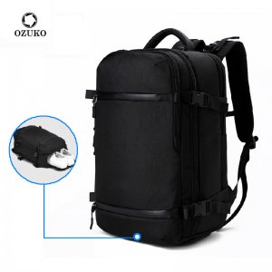 Ozuko 8983L Ανδρικό Σακίδιο Πλάτης Ταξιδιού Μεγάλο - Αδιάβροχο Backpack με Θήκη Παπουτσιών, Θήκη Laptop 17.3 ιντσών &amp; Θύρα USB - Μαύρο