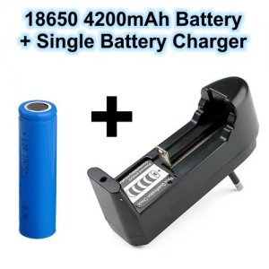 Σετ επαναφορτιζόμενης μπαταρίας 18650 3,7V 4200 mAh και φορτιστή UL-10