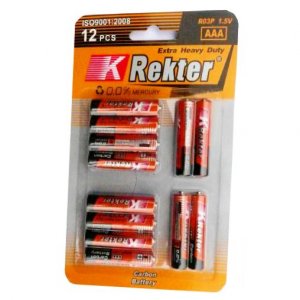 Extra Heavy Duty AAA Μπαταρίες, 1.5V, REKTER, 12 τεμάχια