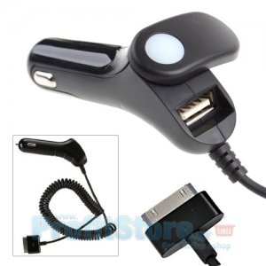 Φορτιστής Αυτοκινήτου για iPhone 4,4s 2100mAh με επιπλέον θύρα USB EKA-C12-I4