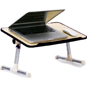 Εργονομικό Τραπεζάκι Laptop MDF με Ανεμιστήρα Ψύξης, Ρυθμιζόμενο Ύψος &amp; Πόδια Αλουμινίου