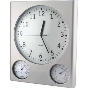 Μεταλλικό Ρολόι Τοίχου 30 cm με Υγρόμετρο και Θερμόμετρο GRONG QU30