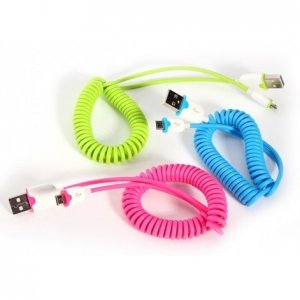 Σπιράλ Καλώδιο USB Φόρτισης &amp; DATA για Smartphone &amp; iPhone 4-5-6