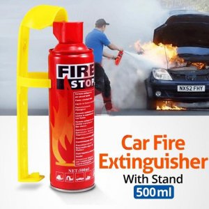 Μίνι Φορητός Πυροσβεστήρας 500ml Γενικής Χρήσεως με Βάση Στήριξης - Ιδανικός για το Αυτοκίνητο