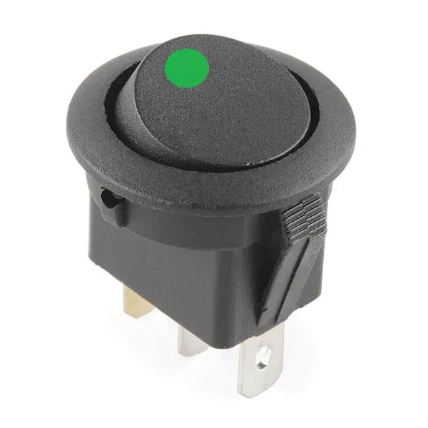 Round Rocker Διακόπτης ON / OFF Led Dot 12V Πράσινο