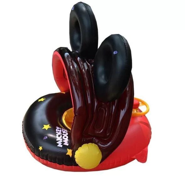 Βρεφικό Φουσκωτό Σωσίβιο Θαλάσσης Mickey Mouse με Σκιάστρο & Τιμόνι για 1-4 Ετών 80cm