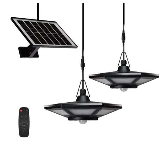 Σετ 2 Τεμαχίων Αδιάβροχο Ηλιακό Φωτιστικό 360 Led Λευκού Φωτισμού - 6000K - με Ανίχνευση Κίνησης και Τηλεχειριστήριο