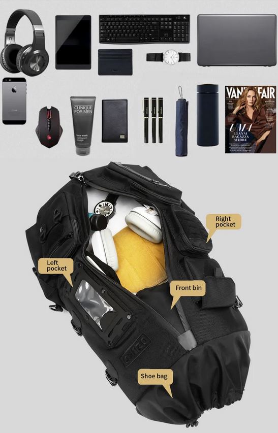 Ozuko Ανδρική Tactical Πολυλειτουργική Τσάντα Πλάτης Αδιάβροχη - 27L - Μαύρη