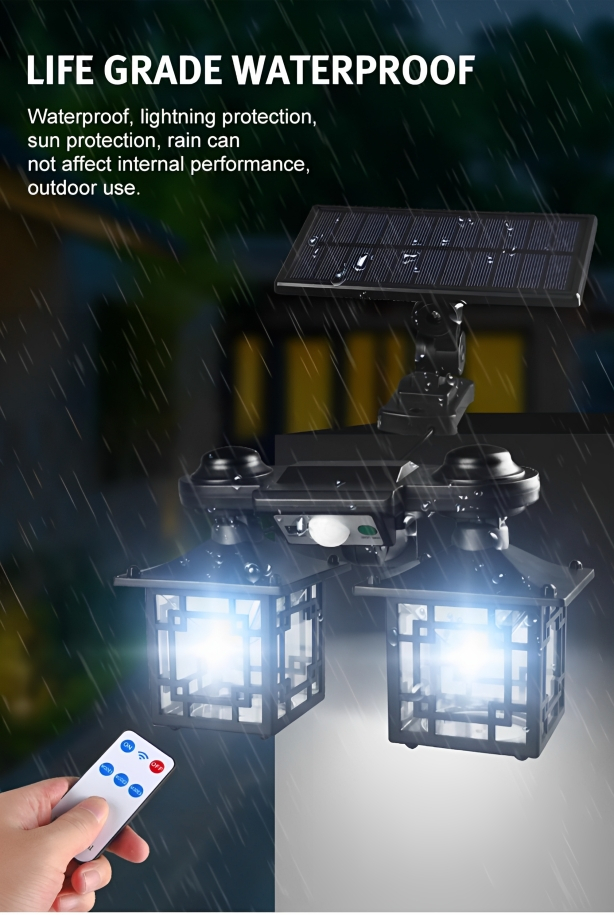 LED Ηλιακό Αδιάβροχο Φωτιστικό 192 SMD με 3 Λειτουργίες Φωτισμού & Ανιχνευτή Κίνησης