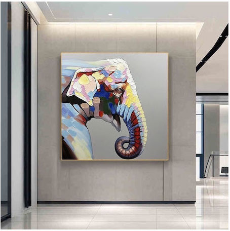Πίνακας Ζωγραφικής Pop Art Elephant Καμβάς με Ξύλινο Πλαίσιο 80x80cm