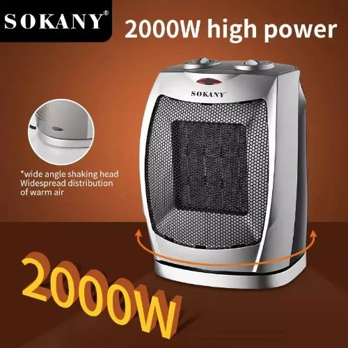 Sokany Κερααμικό Ηλεκτρικό Αερόθερμο Δαπέδου 2000W με 2 Βαθμίδες Θέρμανσης - Πλέγμα Ασφαλείας & Λειτουργία Περιστροφής