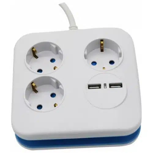 Πολύπριζο 3 Θέσεων και 2 Θυρών USB Λευκό