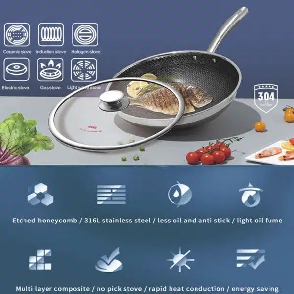Αντικολλητικό Τηγάνι Wok Pan με Αποσπώμενες Πλάκες και Καπάκι 32cm DSP