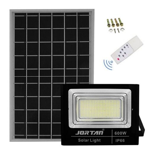Jortan Αδιάβροχος Ηλιακός Προβολέας 600W LED IP66 Αυτόματος με Φωτοκύτταρο Φωτοβολταϊκό Πάνελ Χειριστήριο Χρονοδιακόπτη 