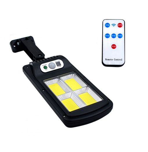 Αδιάβροχο Επιτοίχιο Ηλιακό Φωτιστικό LED 20W 4 LED COB με 3 Λειτουργίες Φωτισμού Αισθητήρα Κίνησης και Τηλεχειριστήριο Jortan
