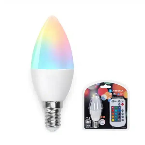 LED Dimmable Λάμπα με Ντουί 4.8W E14 RGBW σε Σχήμα C37 220V με Ασύρματο Χειριστήριο LED Dimmable Λάμπα με Ντουί 4.8W E14 RGBW σε Σχήμα C37 220V με Ασύρματο Χειριστήριο