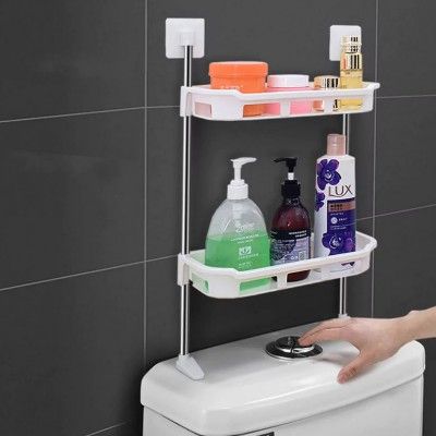 Μεταλλική Ραφιέρα Επικαθήμενη στο Καζανάκι της Τουαλέτας 3 Επιπέδων για το Μπάνιο Λευκή