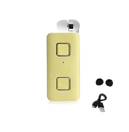 Επαναφορτιζόμενο HandsFree Ακουστικό Bluetooth Πέτου με Δόνηση & Ενσωματωμένο μικρόφωνο, Ανασυρόμενο Ακουστικό Clip Χρυσό