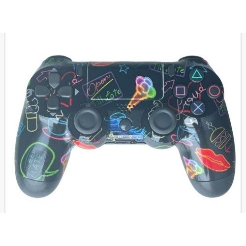 Ασύρματο Χειριστήριο Gamepad PS4 Doubleshock - Συμβατό με PS TV PS Now Wireless Controller AttackΜαύρο με Πολύχρωμα Σχέδια