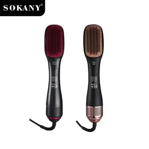 Κεραμική Θερμαινόμενη Βούρτσα Μαλλιών 1200W Ισιωτική με Τεχνολογία Ιόντων SOKANY SK-1915 Μαύρο-Ροζ Χρυσό