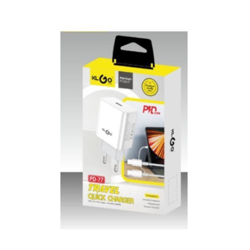 Φορτιστής Ταχείας Φόρτισης 20W USB-C KLGO Λευκός