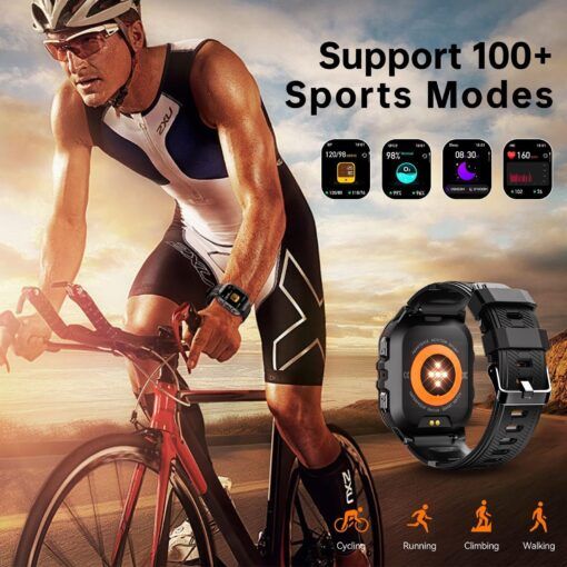Bluetooth Smartwatch - Αδιάβροχο Ρολόι με Έγχρωμη Οθόνης Αφής Οξύμετρο Βηματομετρητή Θερμιδομετρητή Πιεσόμετρο Παρακολούθηση Ύπνου - Oukitel Πορτοκαλί BT20