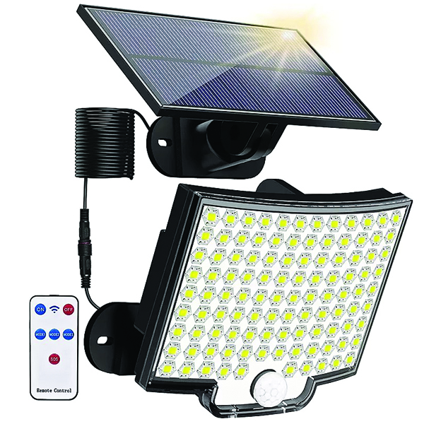 LED Αδιάβροχο Ηλιακό Επαναφορτιζόμενο Επιτοίχιο Φωτιστικό με Πάνελ 108 SMD, Αισθητήρα Κίνησης, Τηλεχειριστήριο και Ψυχρό Λευκό Φωτισμό Μαύρο LED Αδιάβροχο Ηλιακό Επαναφορτιζόμενο Επιτοίχιο Φωτιστικό με Πάνελ 108 SMD, Αισθητήρα Κίνησης, Τηλεχειριστήριο και Ψυχρό Λευκό Φωτισμό Μαύρο