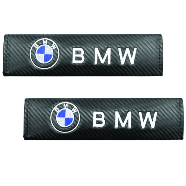 Σετ 2τμχ Κεντητά Μαξιλαράκια Ζώνης BMW Carbon σε Μαύρο Χρώμα 