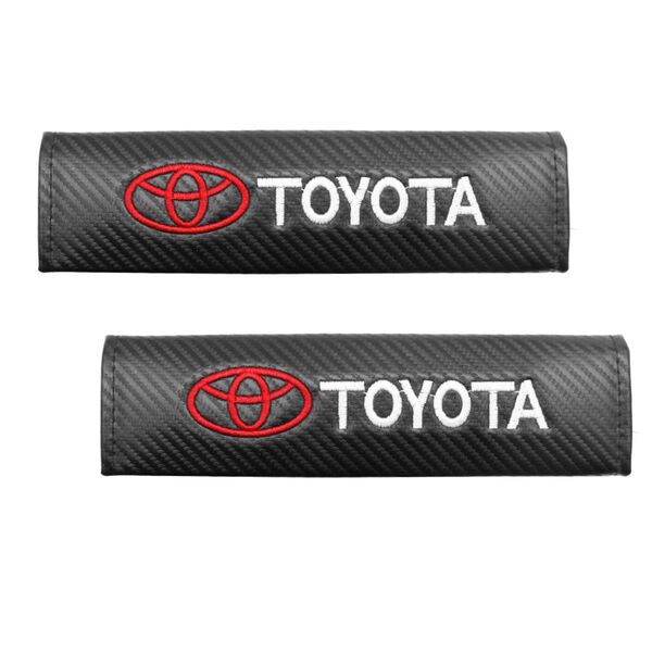 Σετ 2τμχ Κεντητά Μαξιλαράκια Ζώνης Toyota Carbon σε Μαύρο Χρώμα
