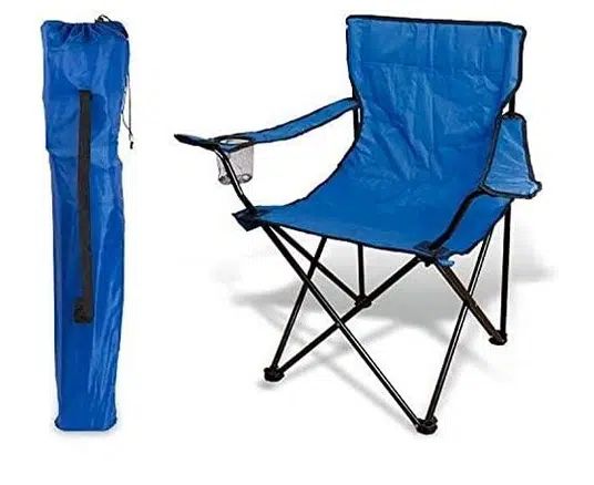 Καρέκλα Camping Πτυσσόμενη Μπλε και Μαύρο με Μεταλλικό Σκελετό 48x47x80 cm 