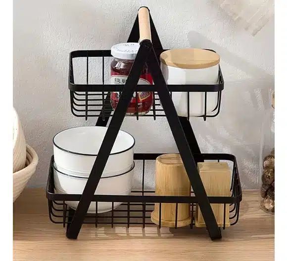 Μεταλλική Φρουτιέρα με 2 Ορόφους Μαύρη – 30x18x31cm 
