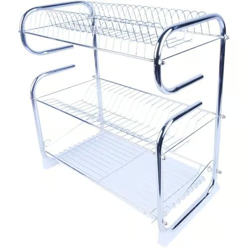 Μεταλλική Πιατοθήκη Στραγγίσματος 47x23x28 cm Ασημί