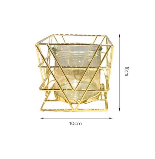 Διακοσμητικό Επιτραπέζιο Κηροπήγιο 10x10cm – Χρυσό 