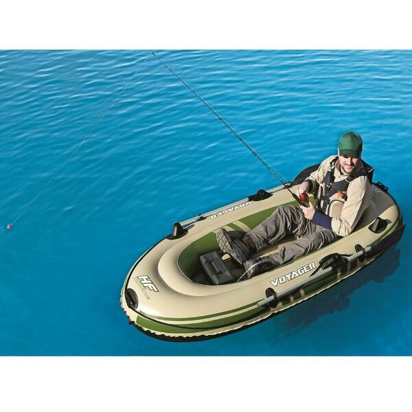 Φουσκωτή Βάρκα 2 Ατόμων με Κουπιά 102x243cm σε Καφέ - Πράσινο Χρώμα Voyager 300 Bestway