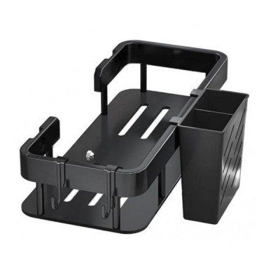 Επιτοίχιο Αυτοκόλλητο Μεταλλικό Ραφάκι Μπάνιου - Κουζίνας Μαύρο 30x12.5x5.5εκ.