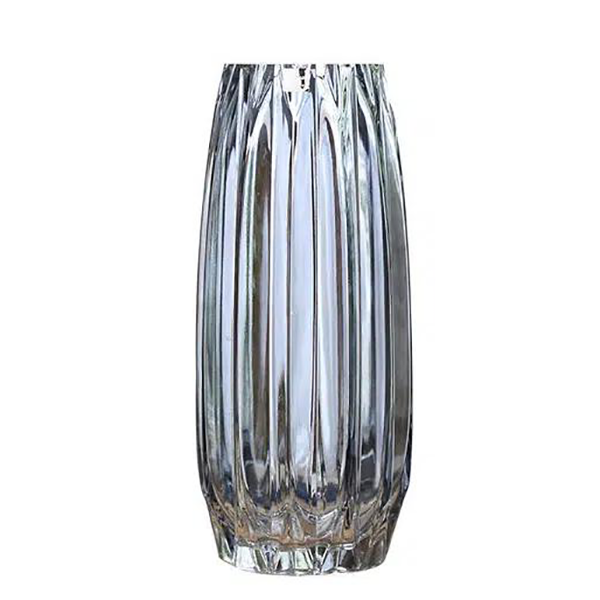 Γυάλινο Aνθοδοχείο με Aνάγλυφη Eπιφάνεια “Elegance Grey Long” Διαστάσεις 13x30cm