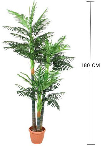 Arecus 180cm Μεγάλο Πυκνό Τεχνητό Διακοσμητικό Φυτό Φοίνικας Αρέκα σε Μαύρη Γλάστρα 1,8m