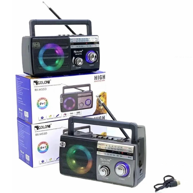 Επαναφορτιζόμενο Φορητό Ραδιόφωνο με Bluetooth, USB και Φωτισμό LED