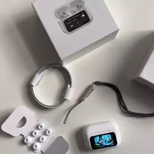 A9 Pro In-ear Bluetooth Handsfree με ANC & Οθόνη στη Θήκη - Λευκά