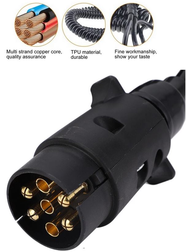 Σπιράλ Προέκταση Καλωδίου Τρέιλερ 3m - 7 Pins 12V/24V