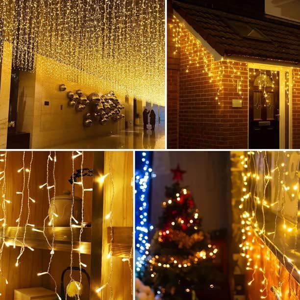 Χριστουγεννιάτικα Λαμπάκια Βροχής 100LED Θερμού Φωτισμού 1,4 x 1 m - Ιδανικά για Εσωτερικό & Εξωτερικό Χώρο