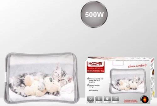 Hoomei Ηλεκτρική Θερμοφόρα - Μαξιλάρι 500W με Θήκη για τα Χέρια Γενικής Χρήσης 28x19 cm Γατούλα με Αρκουδάκι