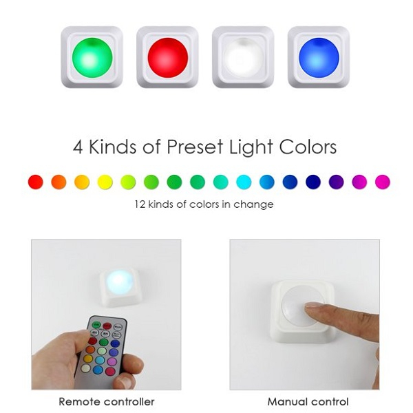 LED Φωτιστικό Σποτ Μπαταρίας RGB με Τηλεχειριστήριο Σετ 2 Τμχ 