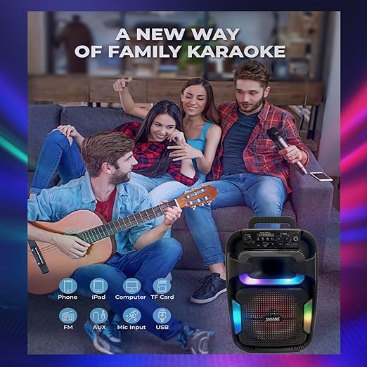 Επαναφορτιζόμενο Ηχείο – Subwoofer 8″ με Μικρόφωνο, Τηλεχειρισμό και Διακοσμητικό Φωτισμό LED RGB Andowl Q-T38 