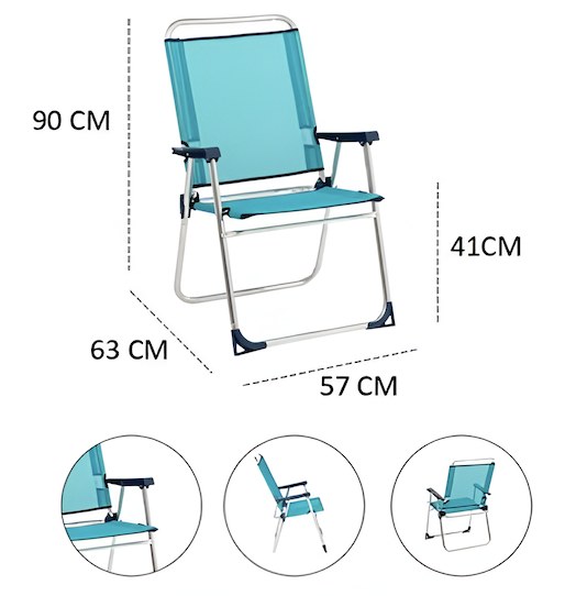 Πτυσσόμενη Καρέκλα Παραλίας Αλουμινίου Kmt Style 602801 – Ελαφριά & Ανθεκτική | 90x63x57cm, Μπλε, για Κάμπινγκ & Θάλασσα