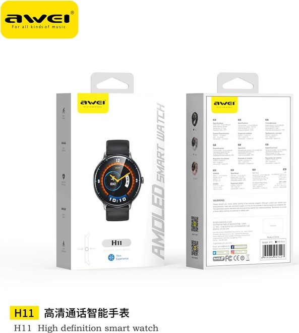 Smartwatch AMOLED Awei H11 – Κλήσεις Bluetooth, Καρδιακοί Παλμοί & Οξυγόνο