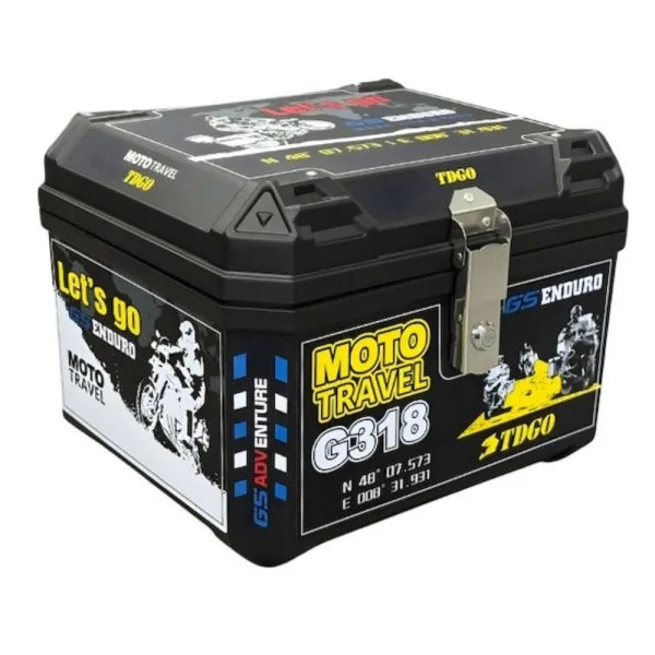 Μπαγκαζιέρα Μοτοσυκλέτας TDGO Moto Travel G318 45L – Ανθεκτική Βαλίτσα Αποθήκευσης - Top Case για Adventure & Enduro, Μαύρη