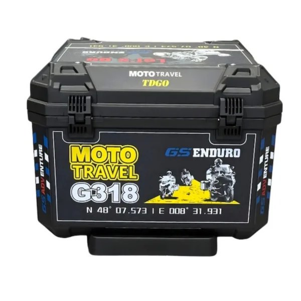 Μπαγκαζιέρα Μοτοσυκλέτας TDGO Moto Travel G318 45L – Ανθεκτική Βαλίτσα Αποθήκευσης - Top Case για Adventure & Enduro, Μαύρη