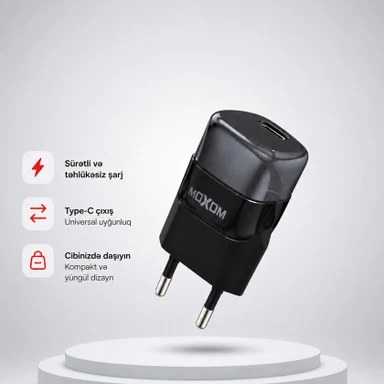 Φορτιστής Τοίχου GaN MOXOM MX-HC202 20W – Ταχεία Φόρτιση PD με USB-C - Τεχνολογία GaN, Συμπαγής Σχεδιασμός, Γρήγορος Φορτιστής για Smartphone Φορτιστής Τοίχου GaN MOXOM MX-HC202 20W – Ταχεία Φόρτιση PD με USB-C - Τεχνολογία GaN, Συμπαγής Σχεδιασμός, Γρήγορος Φορτιστής για Smartphone